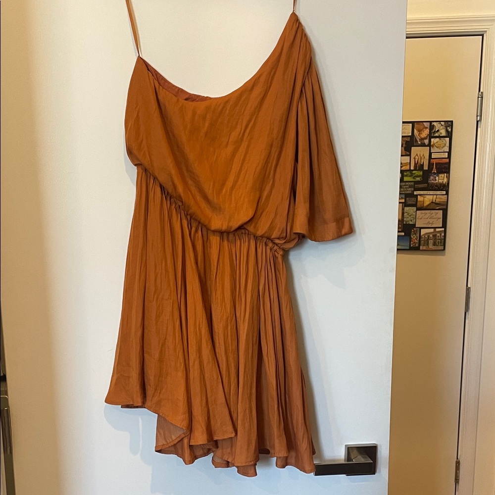 Rust Orange Off-Shoulder Dress - Picture 3 of 3